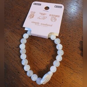 Nwt Simply Southern Pearl White Bracelet with Turtle Charm